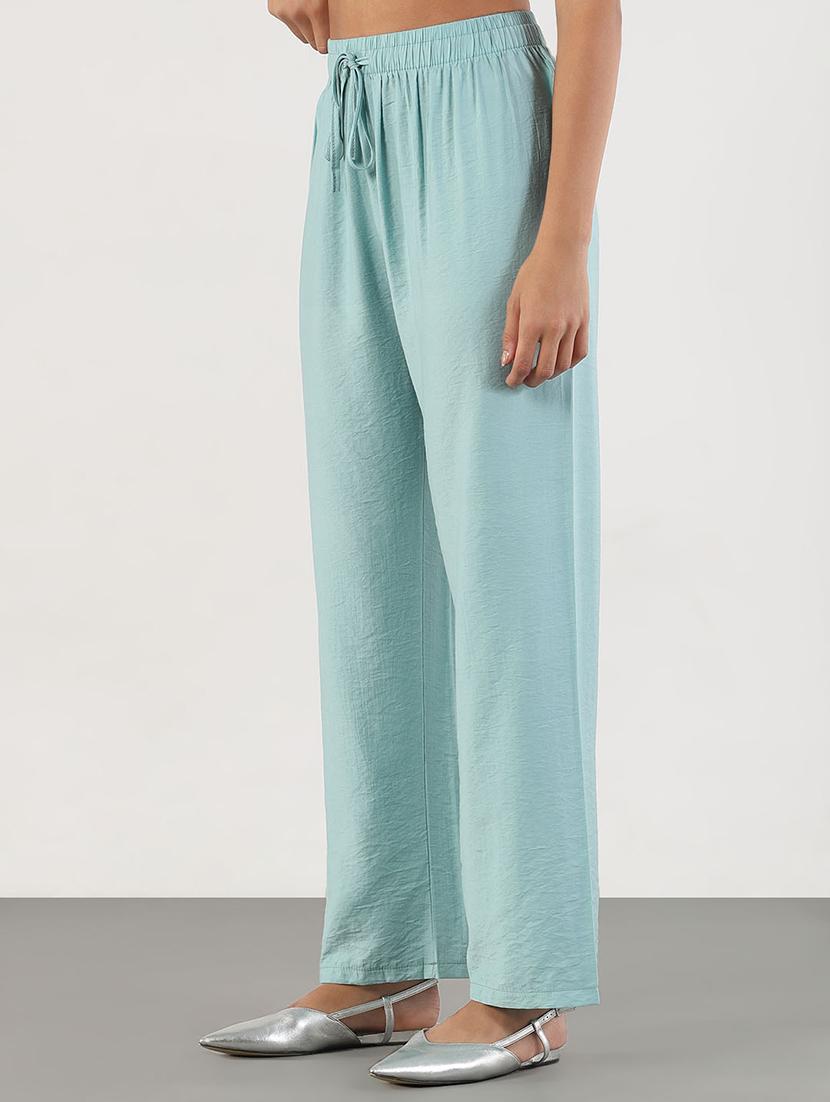 women solid high rise straight trouser - 21843152 - Standard Image - 2