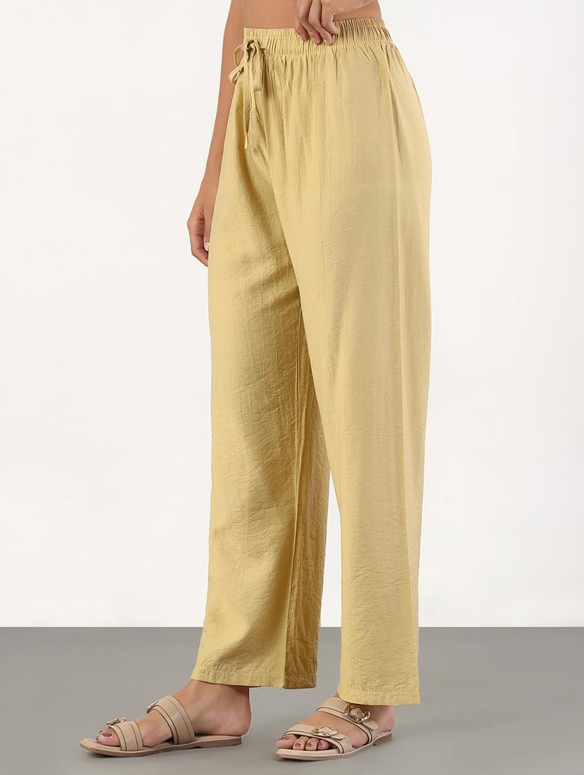 women solid mid rise straight trouser - 21843153 - Standard Image - 2