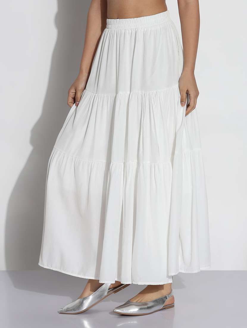 women solid high rise tiered skirt - 21843156 -  Standard Image - 2
