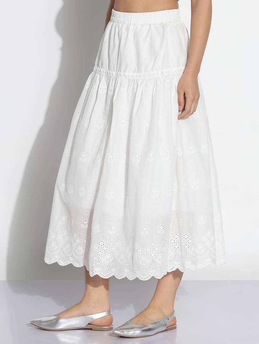 women solid high rise tiered skirt - 21843157 -  Standard Image - 2