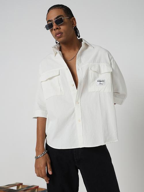 men solid short sleeve oversized casual shirt - 21843172 -  Standard Image - 0