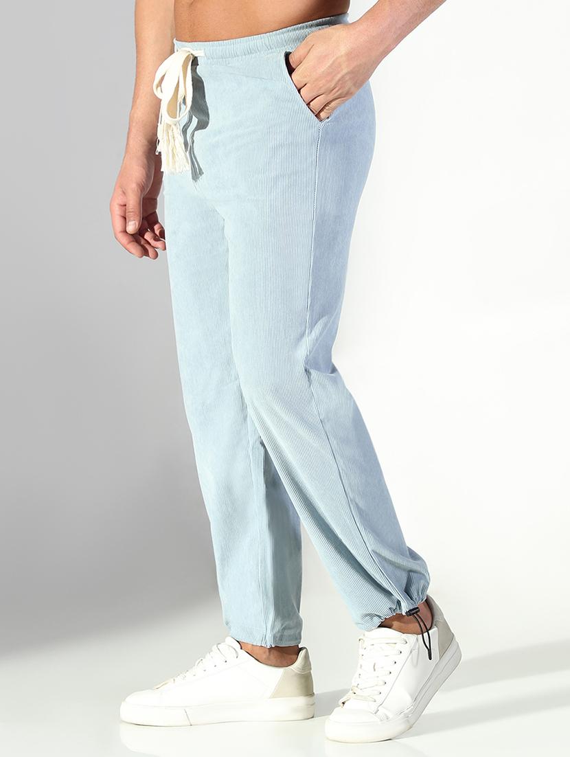men light blue solid low rise jogger - 21843193 - Standard Image - 2