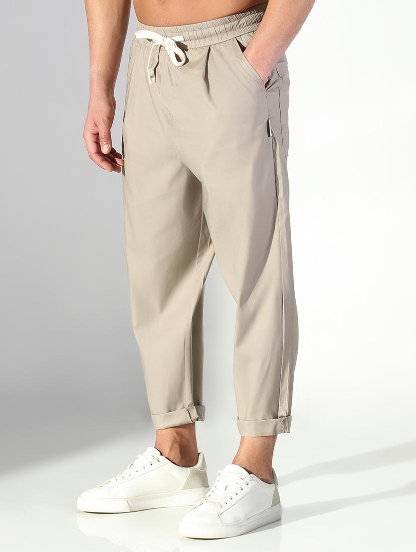 men solid low rise pleated casual trouser - 21843196 - Standard Image - 2