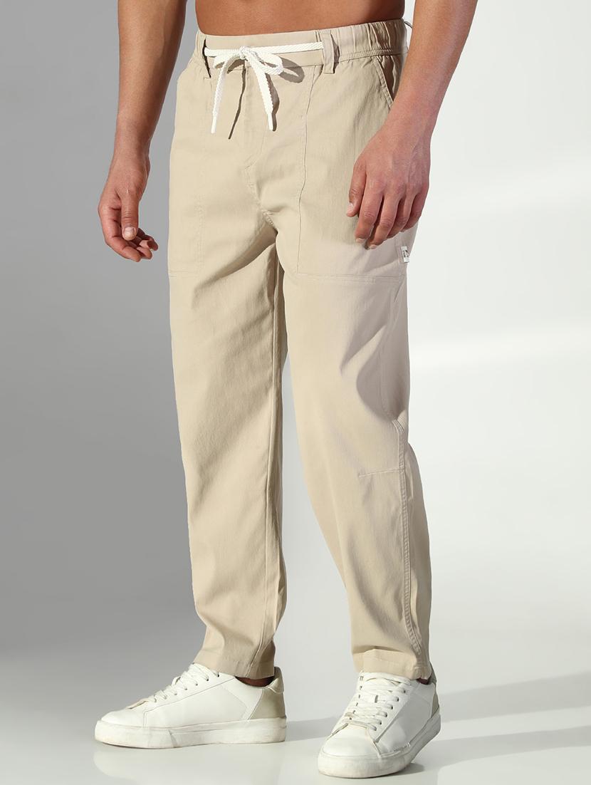 men solid low riseflat front casual trouser - 21843204 - Standard Image - 2