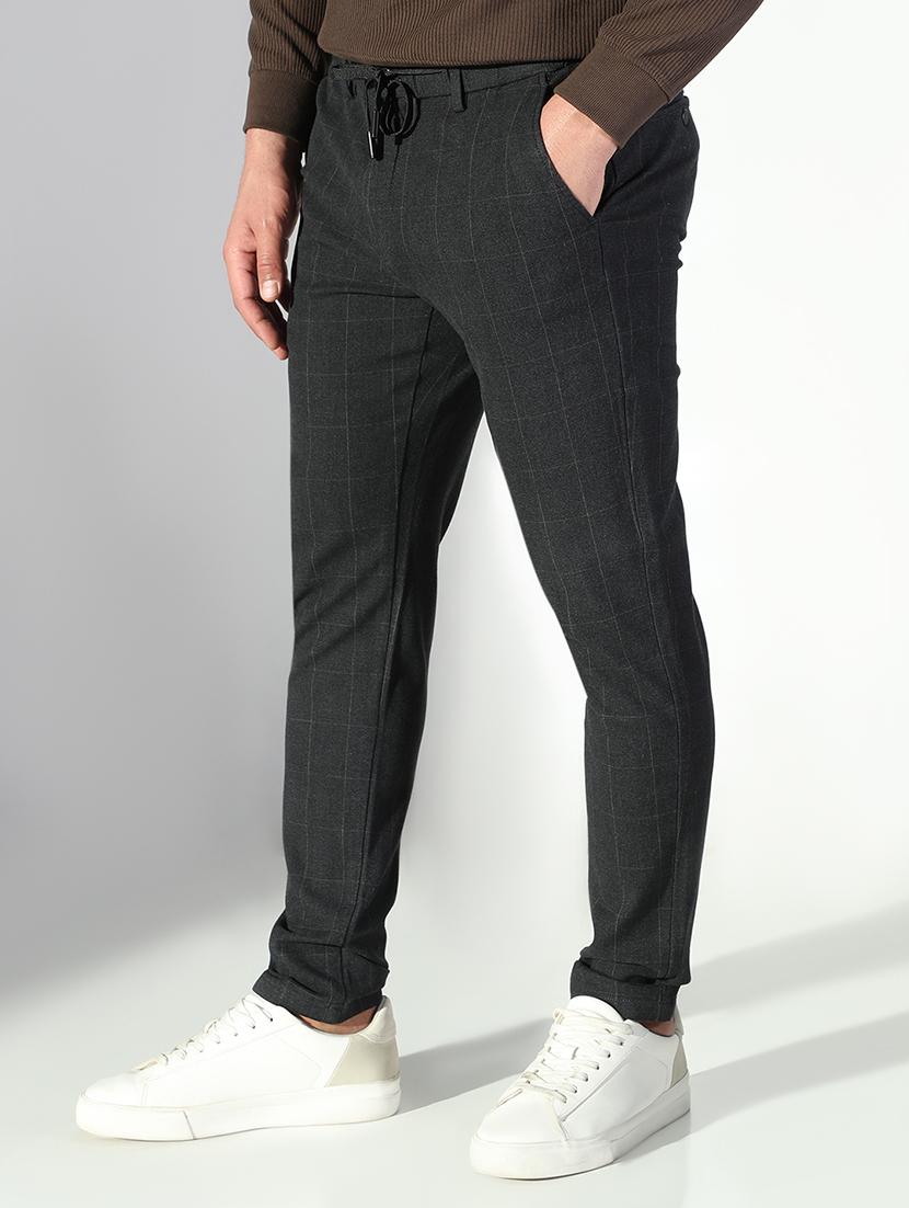 men checkered low rise flat front casual trouser - 21843207 - Zoom Image - 0
