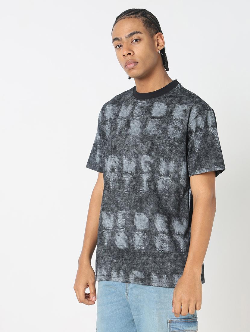 men all over print round neck regular fit t-shirt - 21843265 - Standard Image - 2