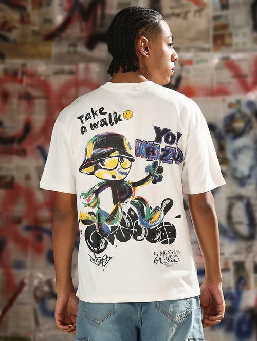 men front & back print round neck regular fit t-shirt - 21843274 - Standard Image - 0