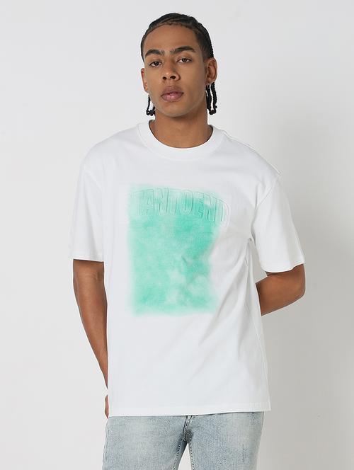 men front print round neck regular fit t-shirt - 21843282 - Standard Image - 0