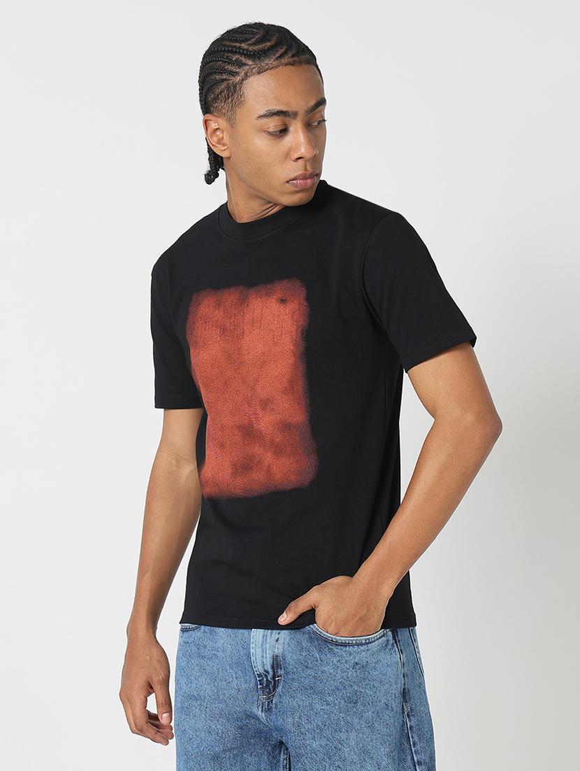 men front print round neck regular fit t-shirt - 21843291 - Standard Image - 2