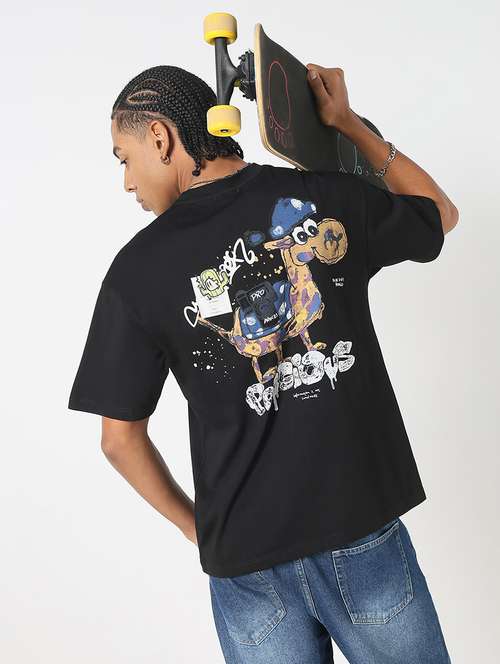 men front & back print round neck regular fit t-shirt - 21843301 -  Standard Image - 0