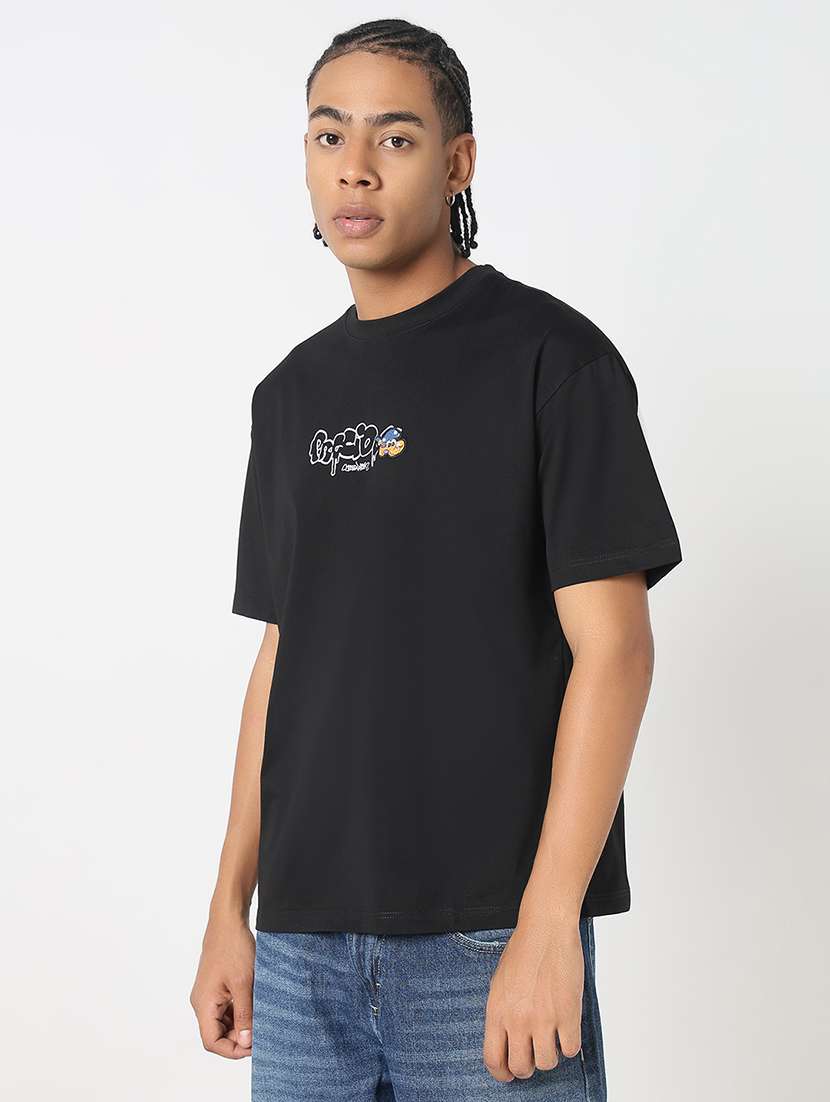 men front & back print round neck regular fit t-shirt - 21843301 - Standard Image - 2