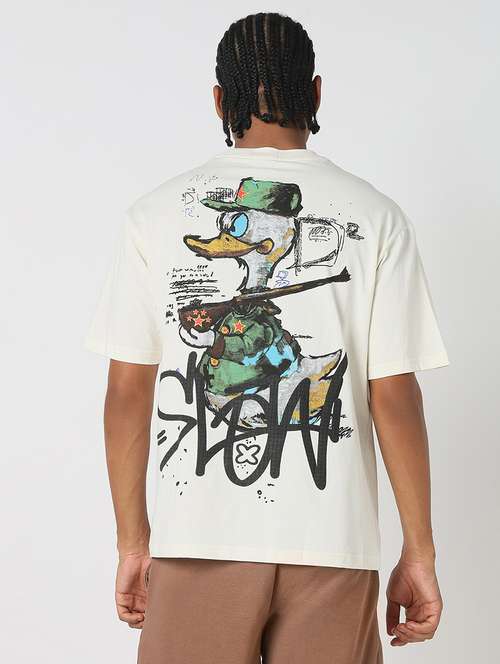 men front & back print round neck regular fit t-shirt - 21843305 - Standard Image - 0