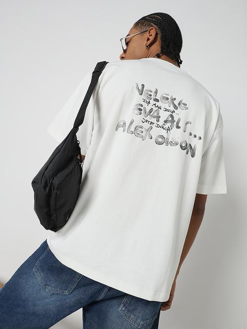 men front & back print round neck regular fit t-shirt - 21843306 -  Standard Image - 0