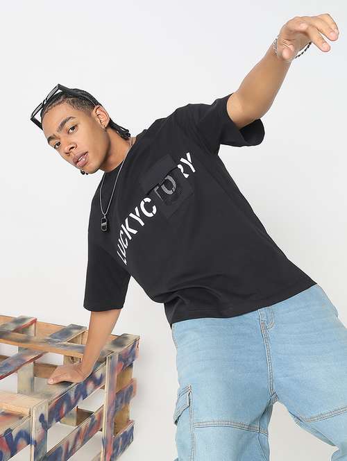 men chest print round neck regular fit t-shirt - 21843307 - Standard Image - 0