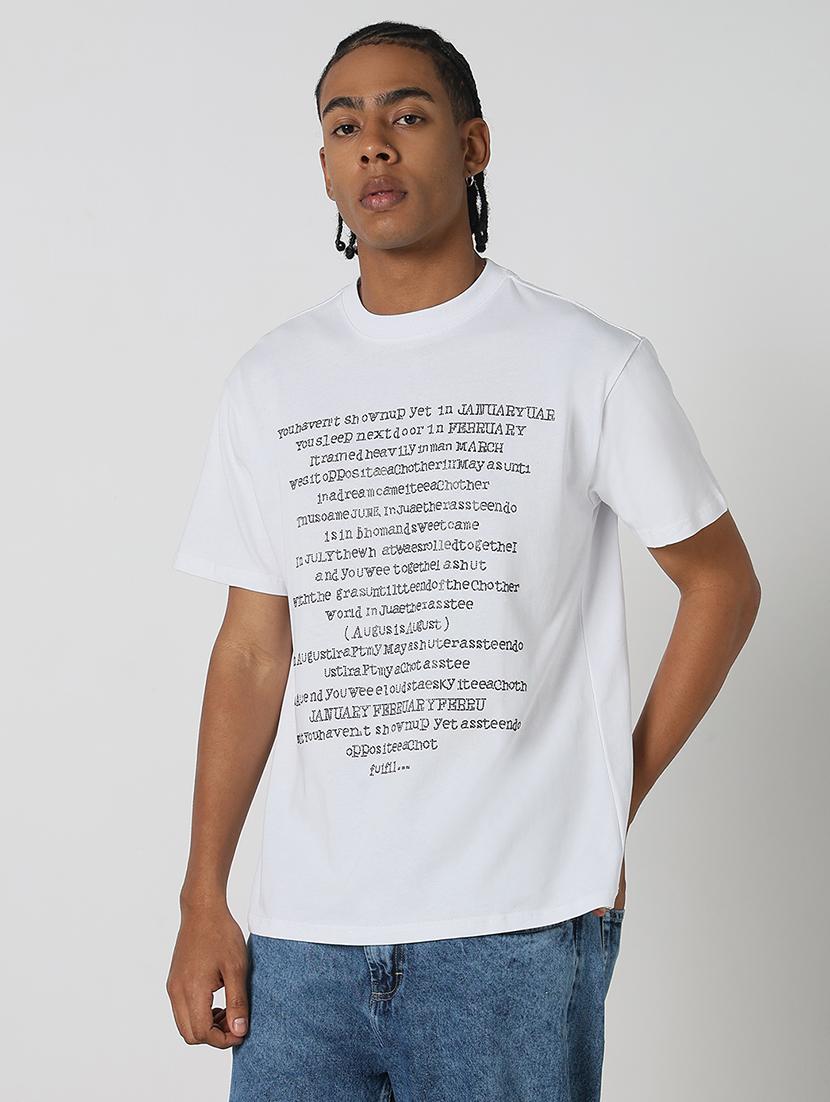 men front print round neck regular fit t-shirt - 21843317 - Standard Image - 2