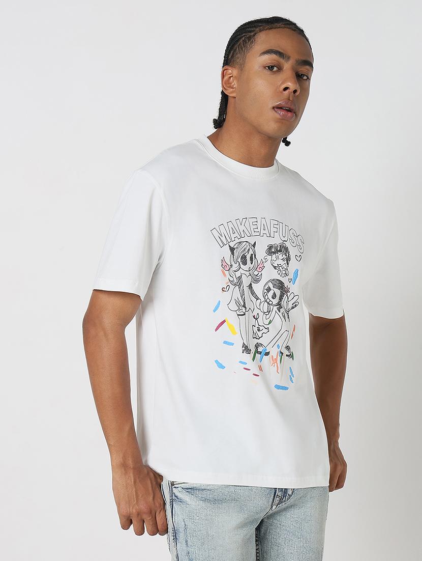 men front print round neck regular fit t-shirt - 21843324 - Standard Image - 2