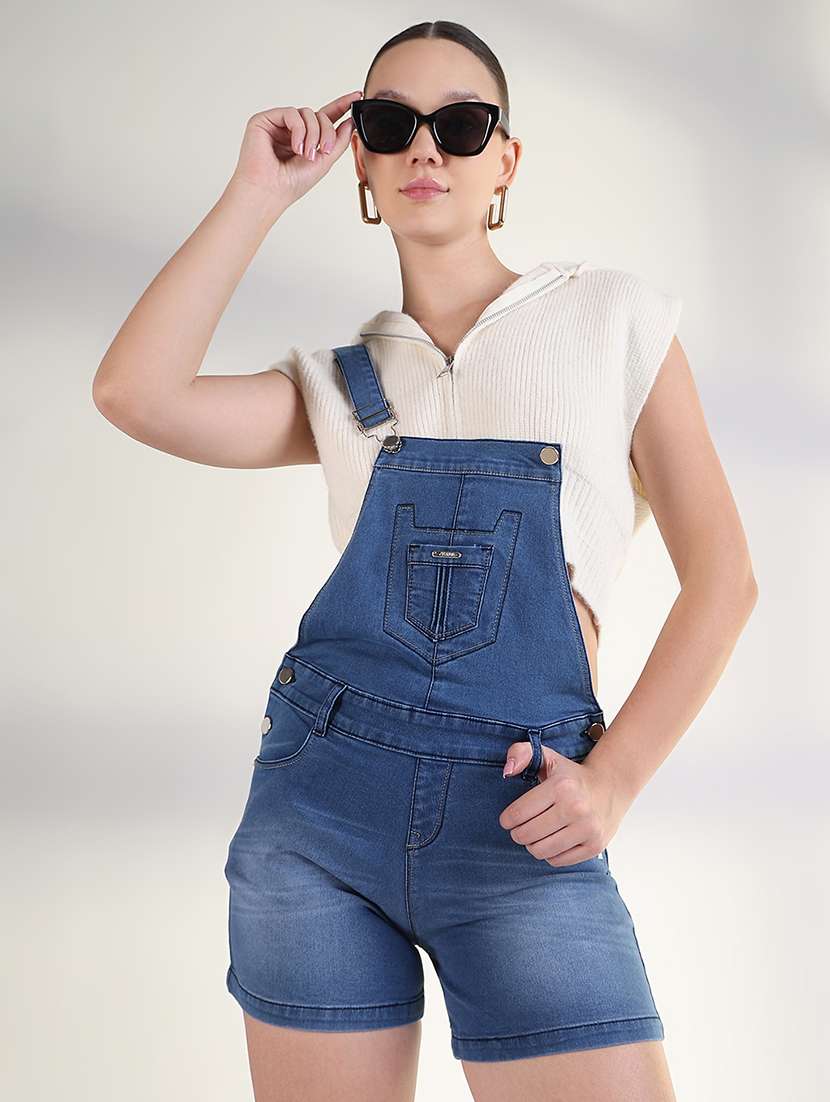 women solid adjustable strap dungaree - 21843326 - Zoom Image - 0
