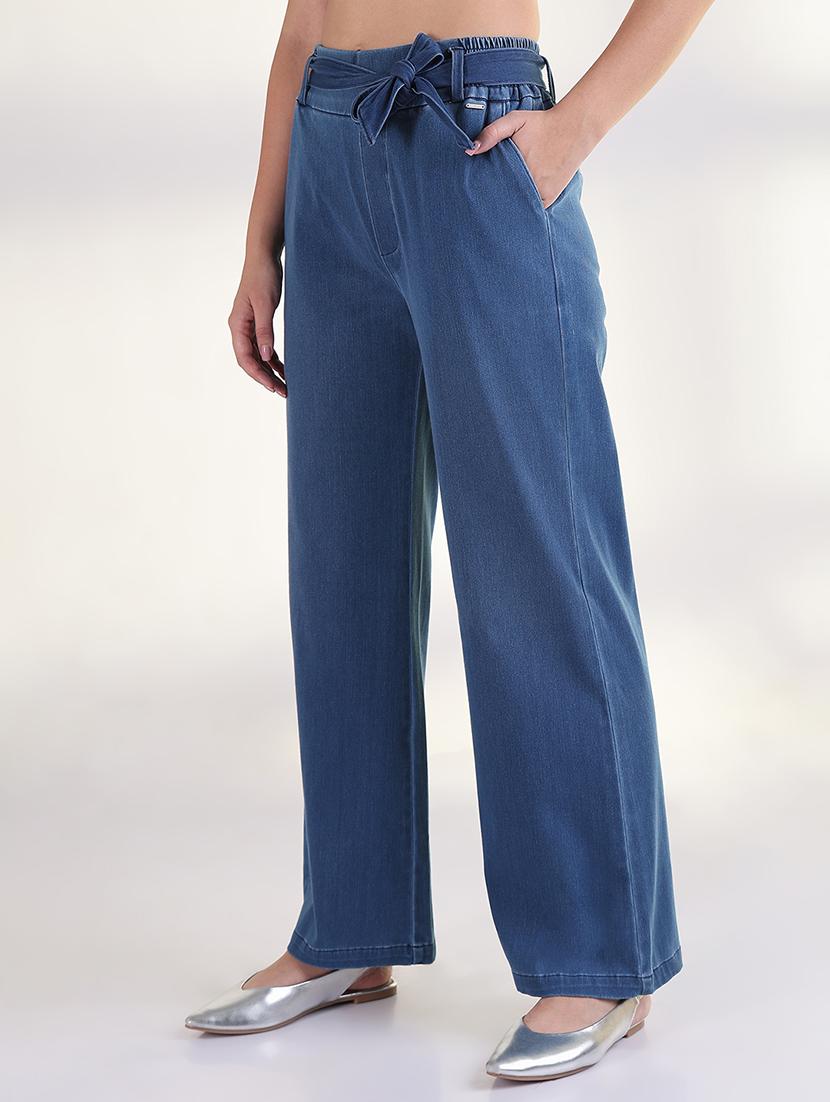 women solid high rise straight trouser - 21843335 - Standard Image - 2