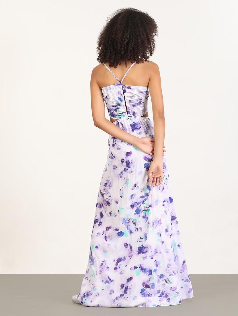 women printed shoulder strap cut out detailed dress - 21843358 - Standard Image - 2