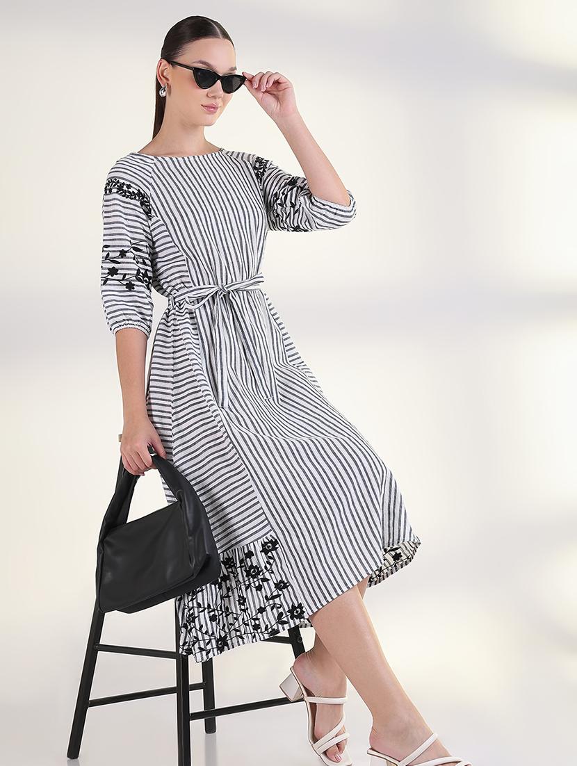 women embroidered puff sleeves a-line dress - 21843360 - Zoom Image - 0