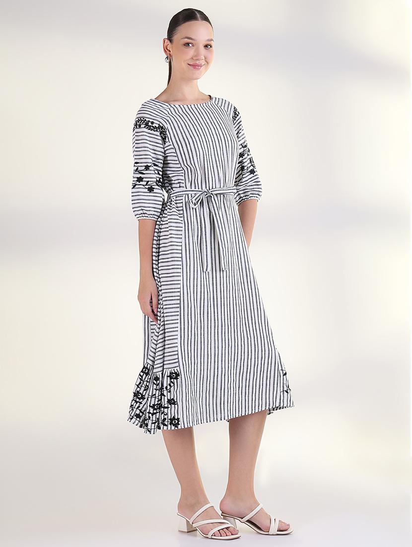 women embroidered puff sleeves a-line dress - 21843360 - Standard Image - 2