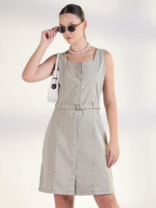 women solid sleeveless a-line dress - 21843362 - Standard Image - 0