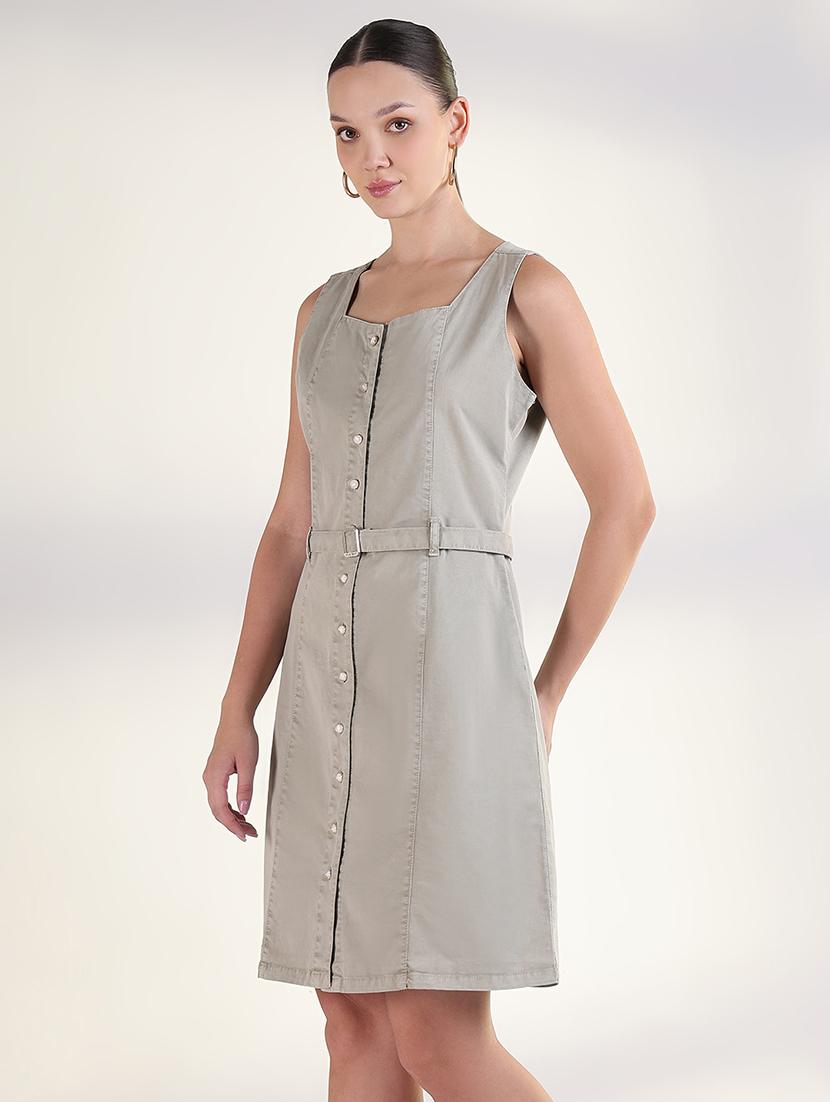 women solid sleeveless a-line dress - 21843362 - Standard Image - 2