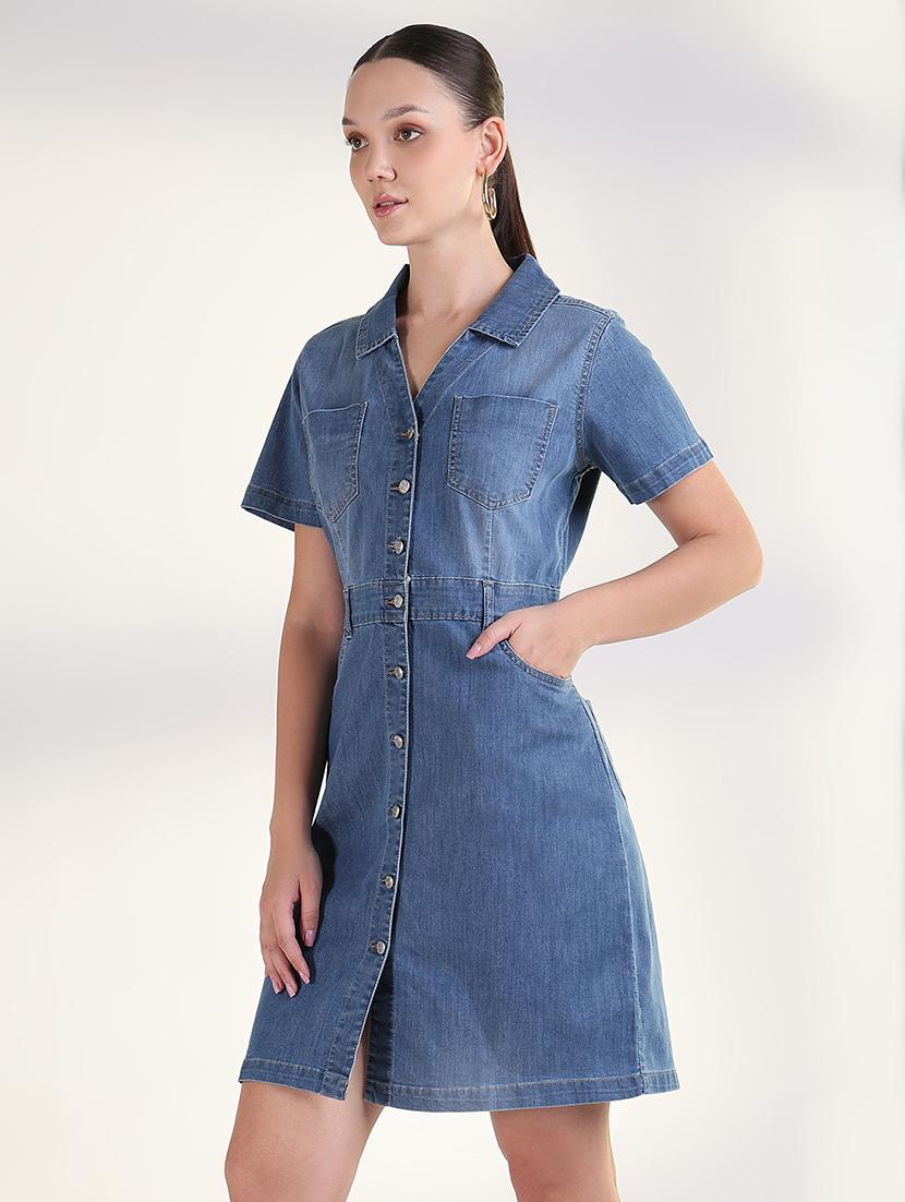 women collared short sleeves shirt dress - 21843363 - Standard Image - 2