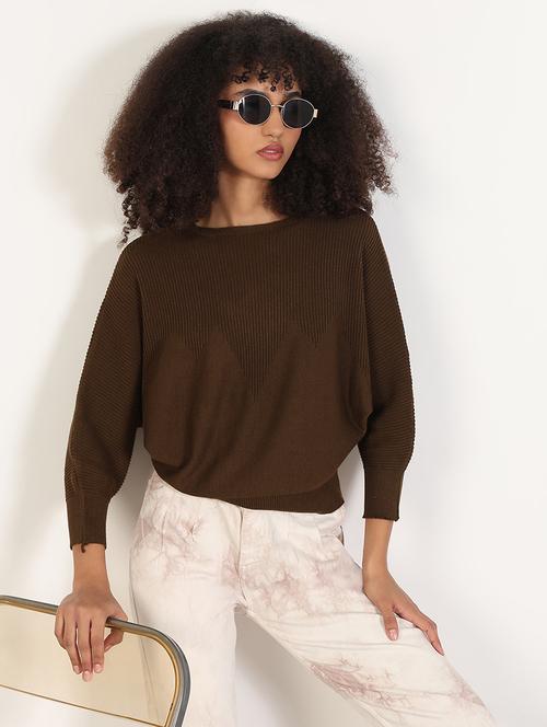 women solid batwing sleeves regular top - 21843368 - Standard Image - 0