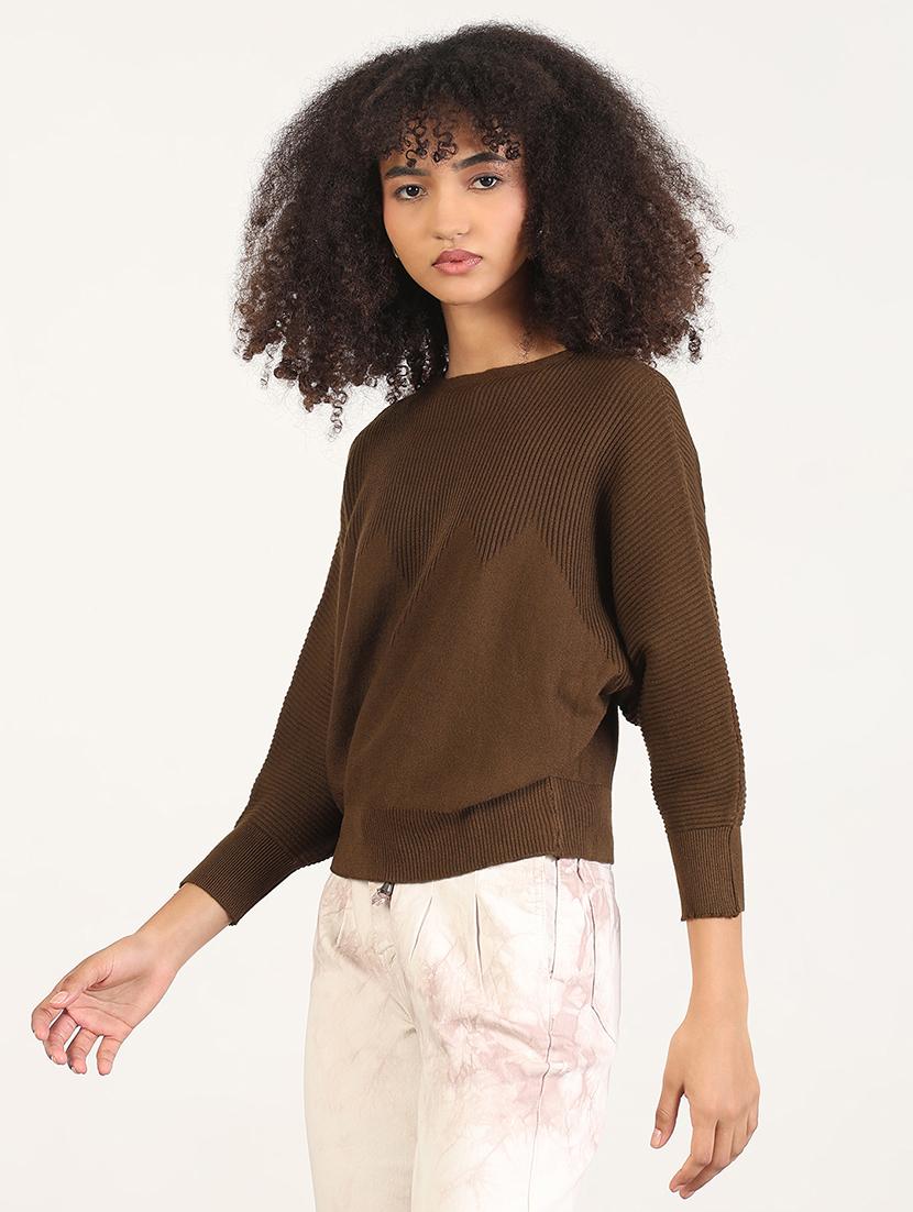 women solid batwing sleeves regular top - 21843368 - Standard Image - 2