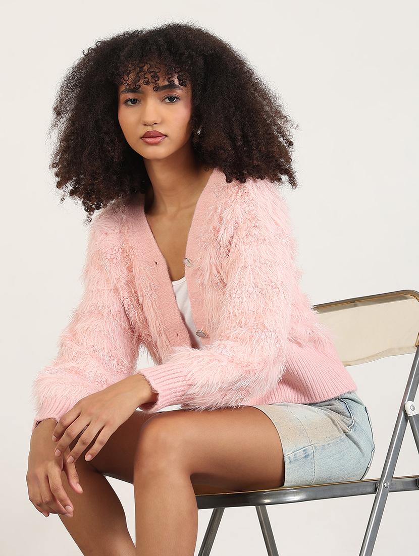 women long sleeves fur cardigan - 21843385 -  Zoom Image - 0