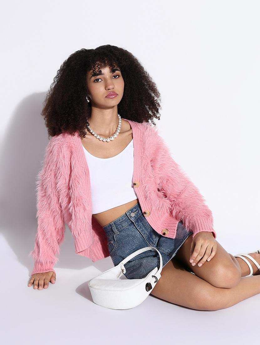 women solid long sleeves cardigan - 21843387 - Zoom Image - 0