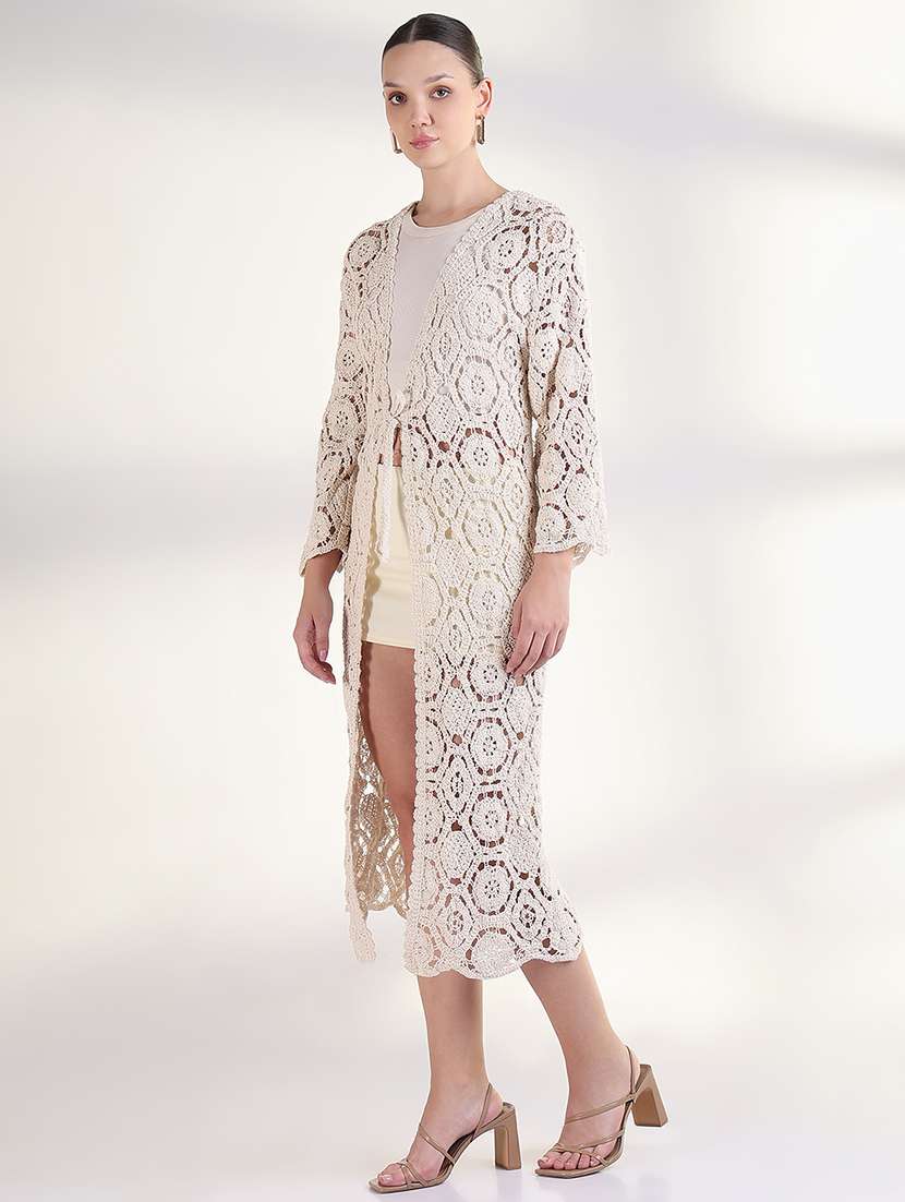 women long sleeves long crochet shrug - 21843390 -  Standard Image - 2