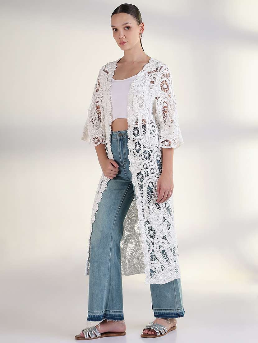 women long sleeves long crochet shrug - 21843392 -  Standard Image - 2