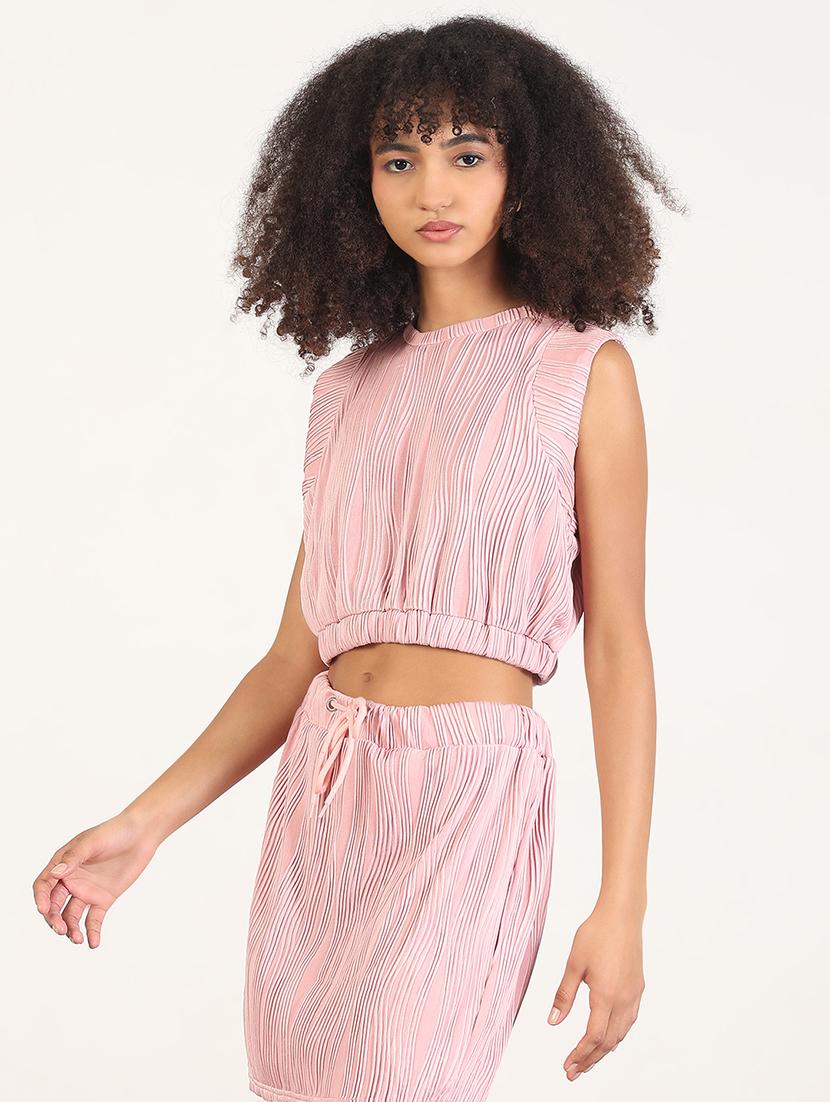 women solid top and skirt co-ord set - 21843422 - Standard Image - 2