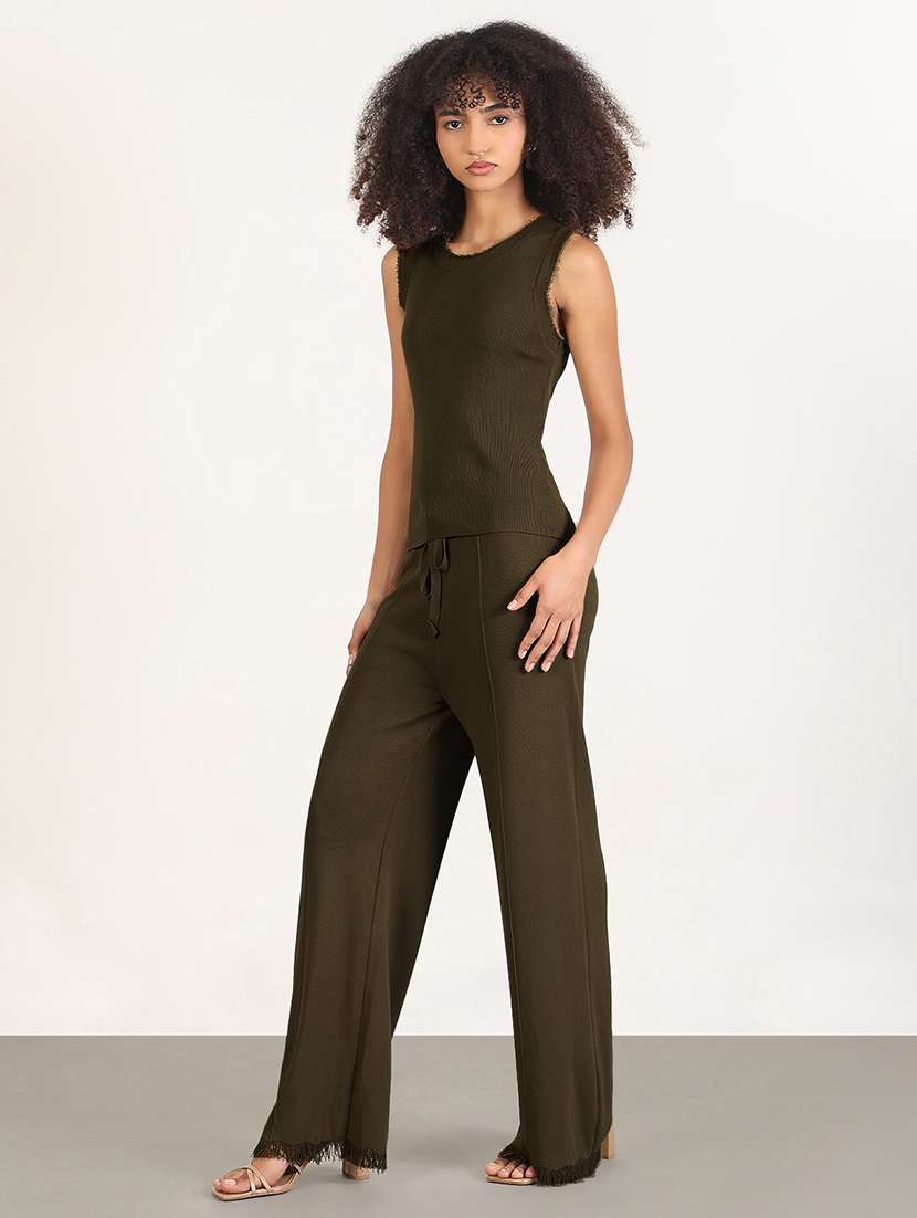 women solid top and trouser co-ord set - 21843423 -  Standard Image - 2