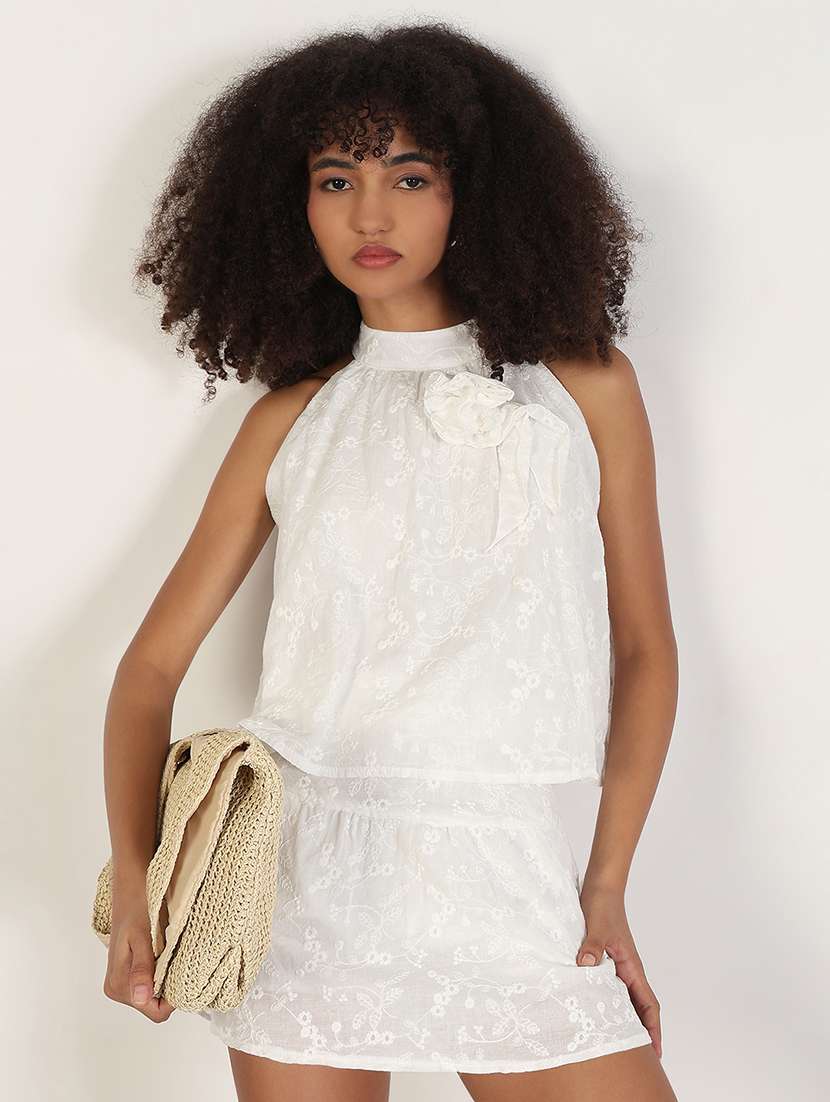 women embroidered top and skirt co-ord set