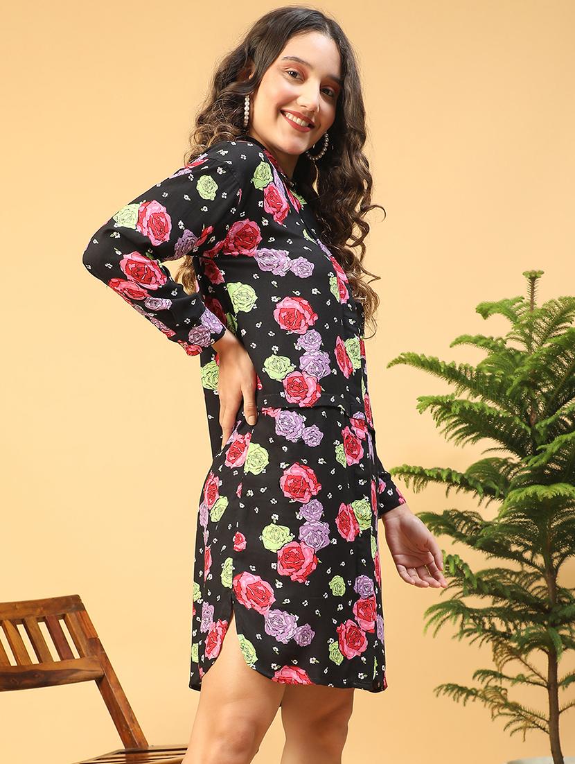 women floral print collared shirt dress - 21843453 - Standard Image - 2
