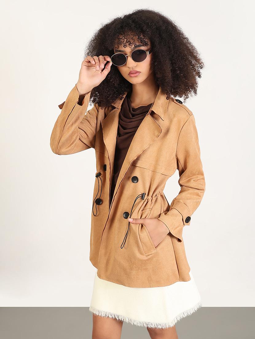 women solid long sleeves trench coat - 21843509 - Zoom Image - 0