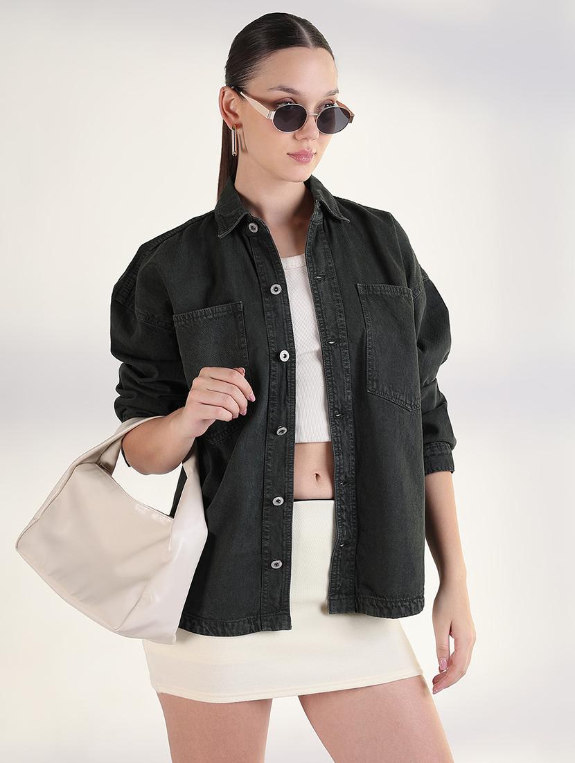 women long sleeves oversized denim jacket - 21843516 -  Zoom Image - 0