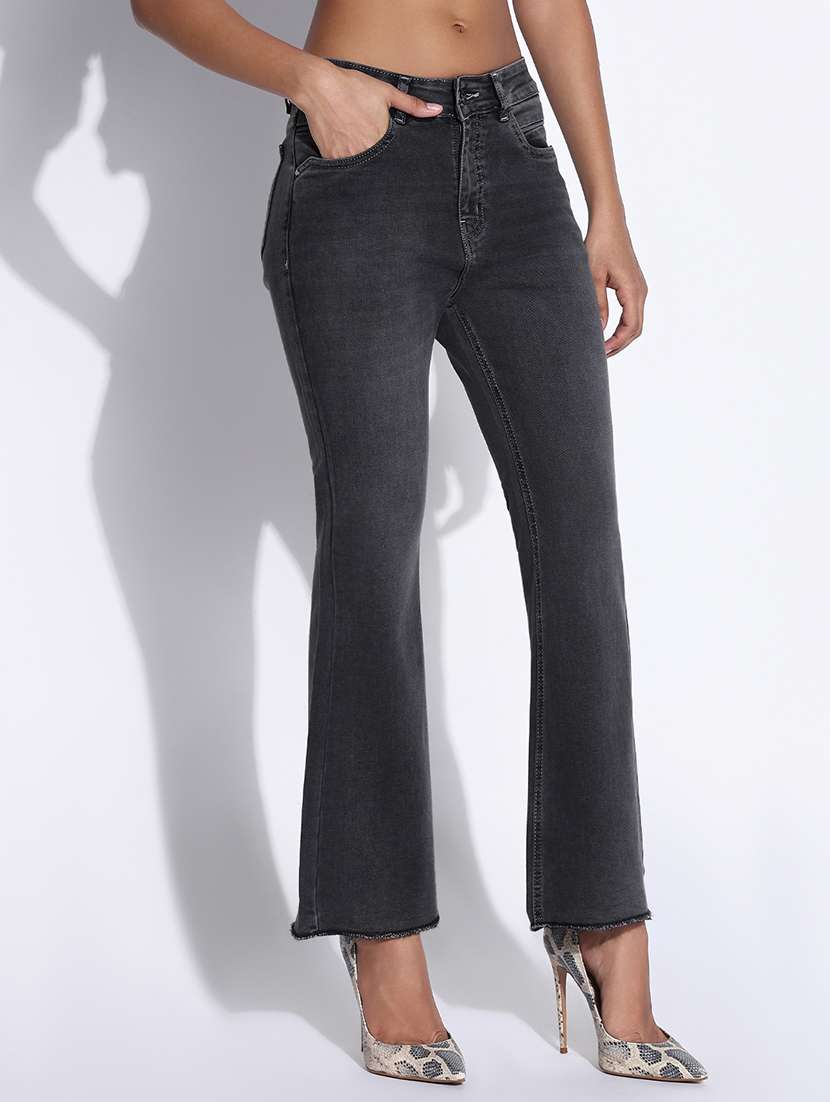 women solid mid rise bootcut jeans - 21843526 - Standard Image - 2