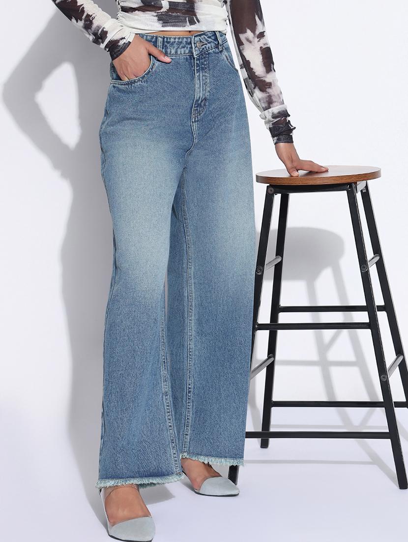 women solid high rise wide leg jean - 21843530 - Zoom Image - 0