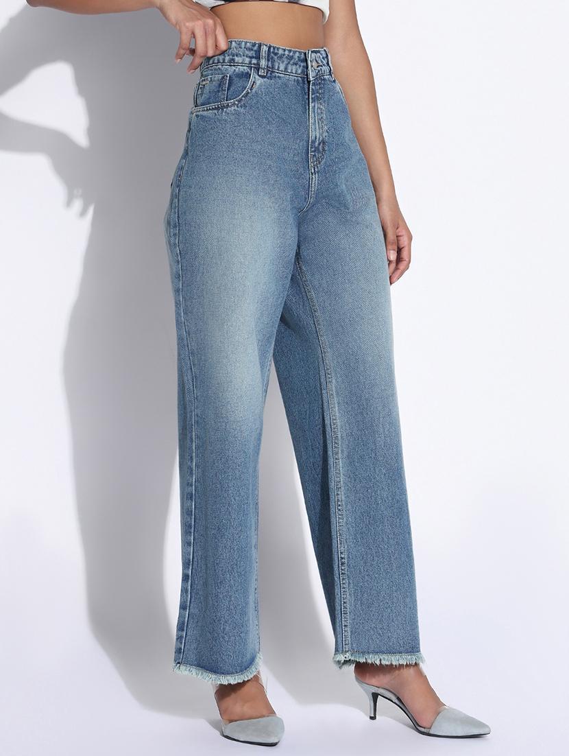 women solid high rise wide leg jean - 21843530 - Standard Image - 2