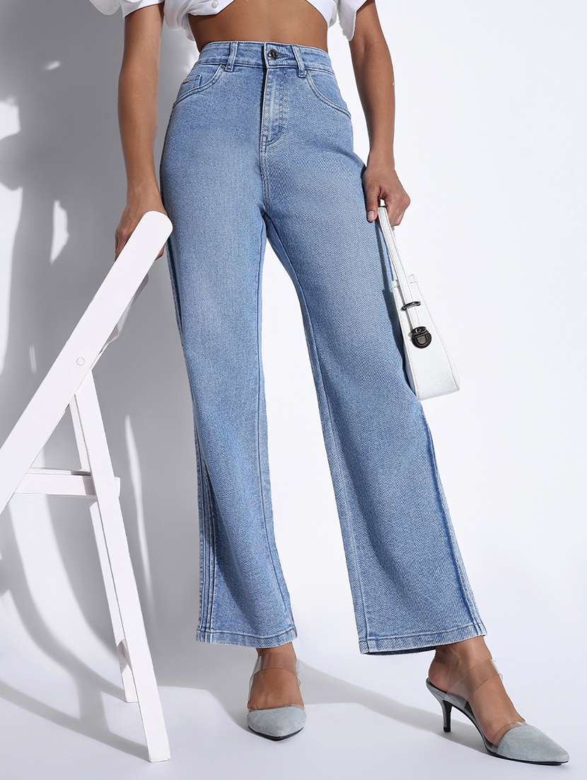 women high rise straight fit jean