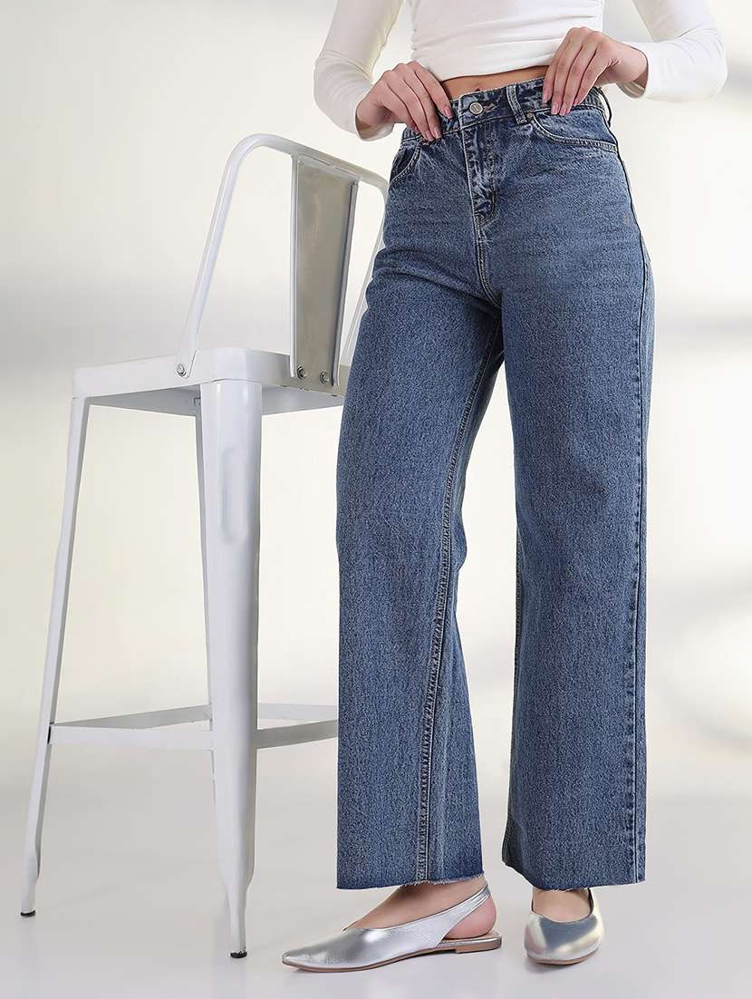 women high rise wide leg jeans