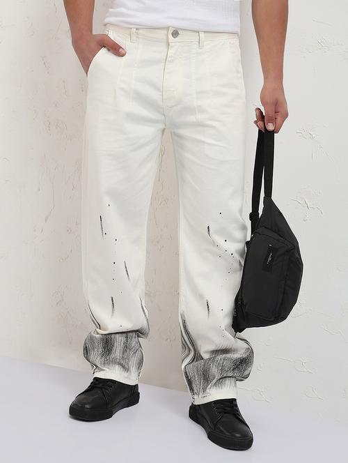 men white printed mid rise denim jean - 21843562 - Standard Image - 0