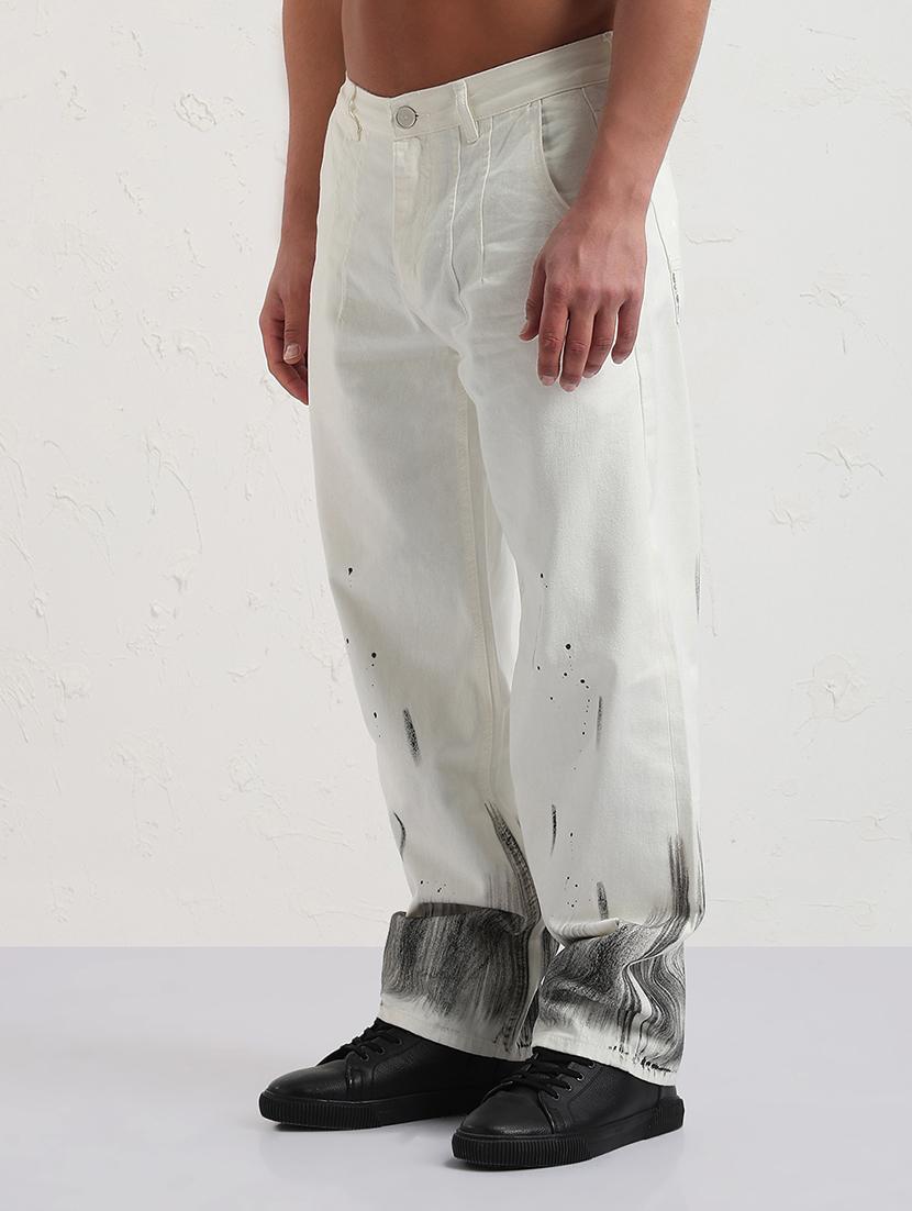 men white printed mid rise denim jean - 21843562 - Standard Image - 2