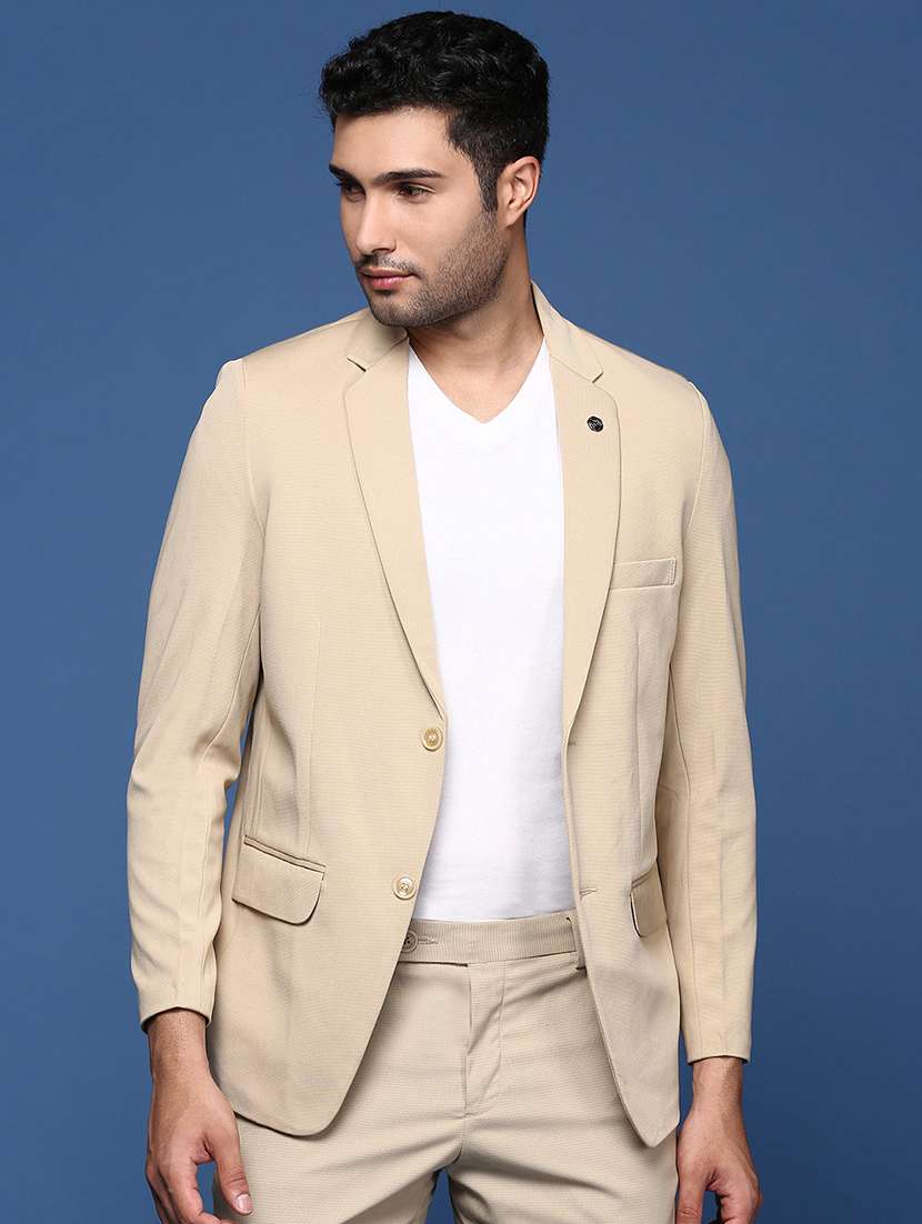 men beige long sleeve single breasted casual blazer - 21843567 -  Standard Image - 2