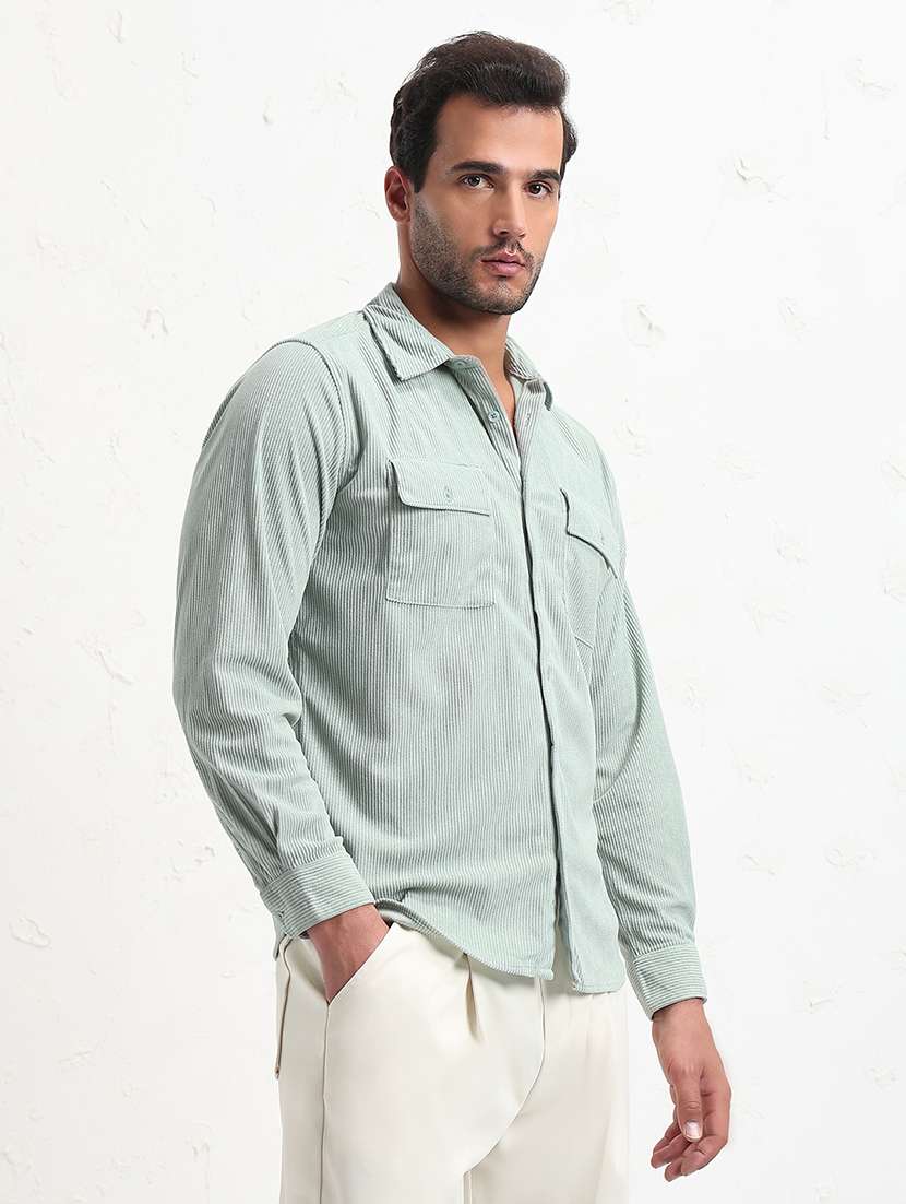 men neo mint solid long sleeve regular fit casual shirt - 21843807 -  Standard Image - 2