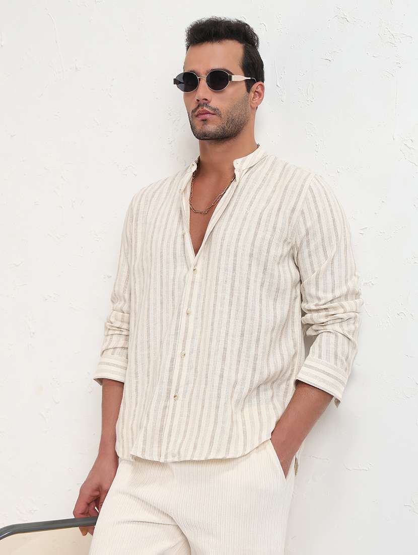 men striped long sleeve regular fit casual shirt - 21843809 - Zoom Image - 0
